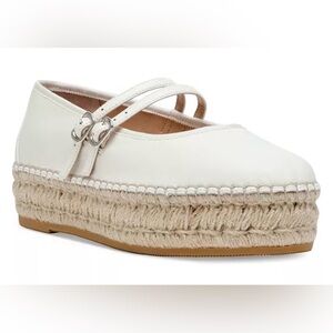 Steve Madden Brinn Mary Jane Platform Espadrilles Ivory Leather Double Strap 11